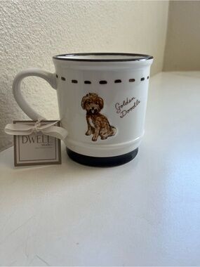dwell Golden Doodle Ceramic Mug - White & Brown
